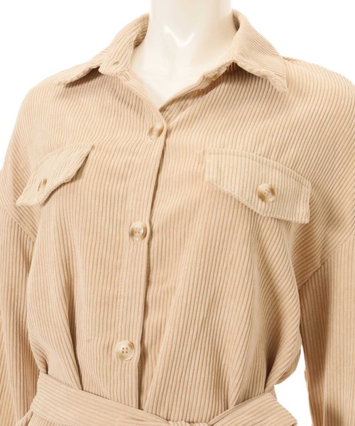 fifth（フィフス）の「ウエストマークコーデュロイシャツ（シャツ/ブラウス・レディース・ブラウン/ベージュ・MEDIUM）」の4枚目の写真