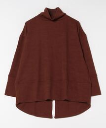 厚地リブニットソーバックスリットワイド袖チュニック