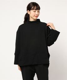 厚地リブニットソーバックスリットワイド袖チュニック