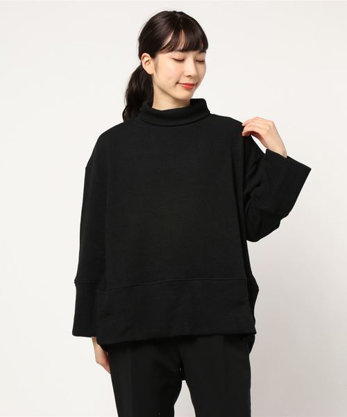 STYLEBLOCK（スタイルブロック）の「厚地リブニットソーバックスリットワイド袖チュニック（チュニック・レディース・ブラック/ダークグリーン/ブラウン/モカ/アイボリー・M）」の3枚目の写真