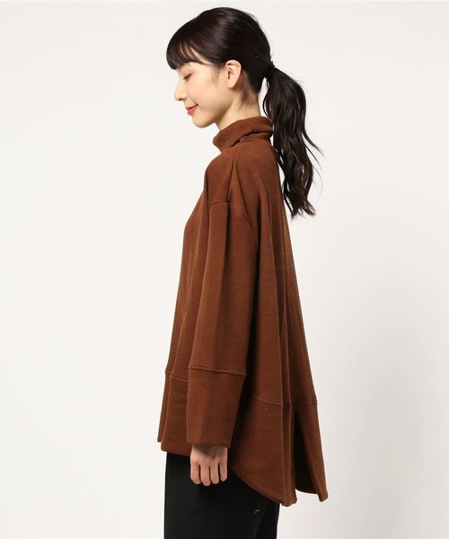 STYLEBLOCK（スタイルブロック）の「厚地リブニットソーバックスリットワイド袖チュニック（チュニック・レディース・ブラック/ダークグリーン/ブラウン/モカ/アイボリー・M）」の6枚目の写真