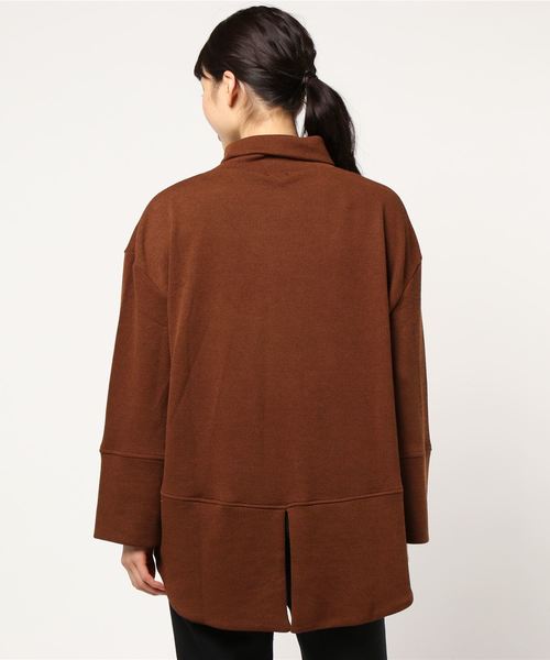 STYLEBLOCK（スタイルブロック）の「厚地リブニットソーバックスリットワイド袖チュニック（チュニック・レディース・ブラック/ダークグリーン/ブラウン/モカ/アイボリー・M）」の7枚目の写真