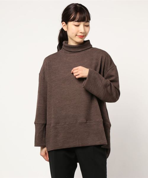 STYLEBLOCK（スタイルブロック）の「厚地リブニットソーバックスリットワイド袖チュニック（チュニック・レディース・ブラック/ダークグリーン/ブラウン/モカ/アイボリー・M）」の8枚目の写真