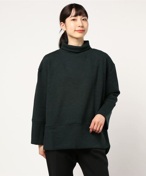 STYLEBLOCK（スタイルブロック）の「厚地リブニットソーバックスリットワイド袖チュニック（チュニック・レディース・ブラック/ダークグリーン/ブラウン/モカ/アイボリー・M）」の9枚目の写真