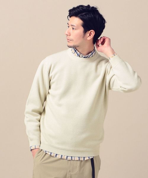 SHIPS(シップス)の「SC: CORDURA(R) ピケ クルーネック ウォッシャブル ニット(ニット/セーター・メンズ・ネイビー/オフホワイト/ブルー/ライトグリーン/ダークブルー・SMALL/MEDIUM/LARGE/X-LARGE)」の2枚目の写真