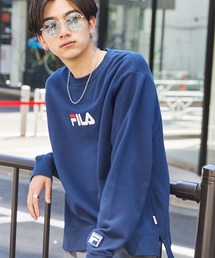 ▽WEB限定 FILA/フィラ 別注 センターロゴ刺繍 サイドスリット裏毛スウェット