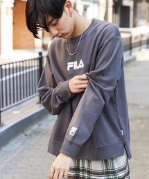 ▽WEB限定 FILA/フィラ 別注 センターロゴ刺繍 サイドスリット裏毛スウェット