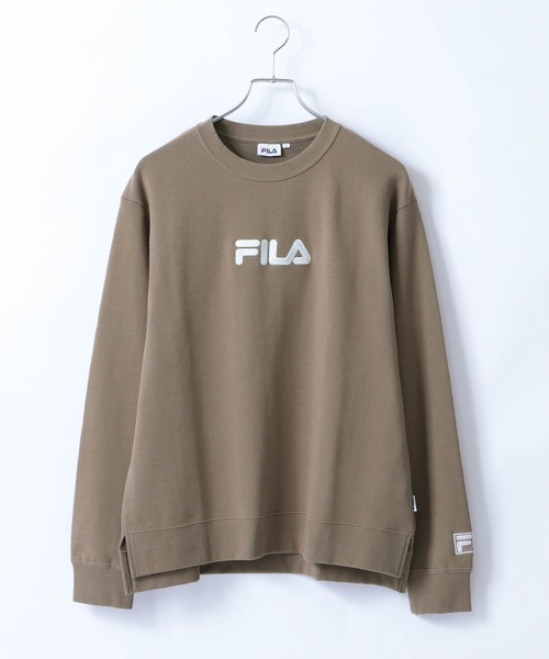 FILA（フィラ）の「▽WEB限定 FILA/フィラ 別注 センターロゴ刺繍 サイドスリット裏毛スウェット（スウェット・レディース・ホワイト/ブラック/ベージュ/ネイビー/チャコール・S/M/L）」の6枚目の写真