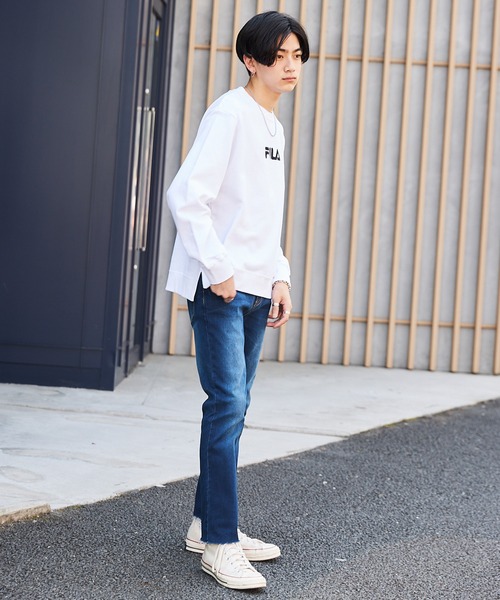 FILA（フィラ）の「▽WEB限定 FILA/フィラ 別注 センターロゴ刺繍 サイドスリット裏毛スウェット（スウェット・レディース・ホワイト/ブラック/ベージュ/ネイビー/チャコール・S/M/L）」の19枚目の写真