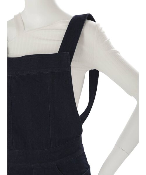 EMODA（エモダ）の「ワイドベルトフレアサロペット（サロペット/オーバーオール・レディース・ベージュ/インディゴブルー/ブラック・MEDIUM/SMALL）」の7枚目の写真