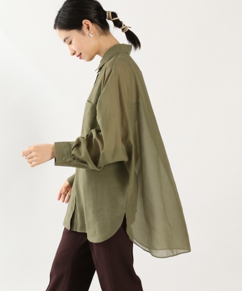 LOWRYS FARM（ローリーズファーム）の「シアードルマンシャツＬＳ　892383（シャツ/ブラウス・レディース・アイボリー/ブラック/グリーン/キャメル/パープル/オフホワイト・FREE）」の4枚目の写真