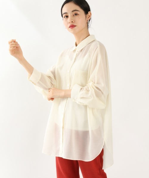 LOWRYS FARM（ローリーズファーム）の「シアードルマンシャツＬＳ　892383（シャツ/ブラウス・レディース・アイボリー/ブラック/グリーン/キャメル/パープル/オフホワイト・FREE）」の2枚目の写真