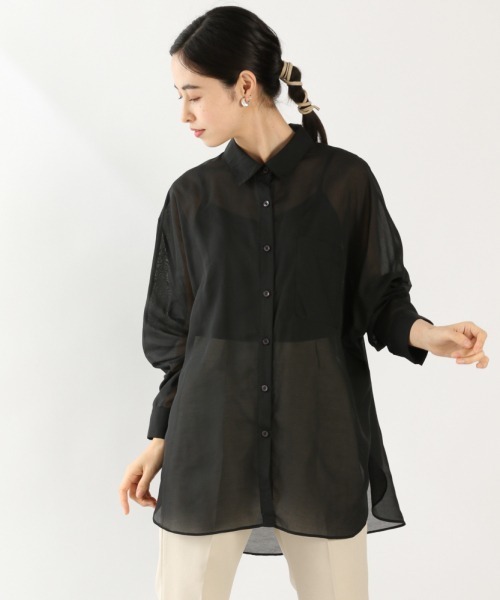 LOWRYS FARM（ローリーズファーム）の「シアードルマンシャツＬＳ　892383（シャツ/ブラウス・レディース・アイボリー/ブラック/グリーン/キャメル/パープル/オフホワイト・FREE）」の3枚目の写真