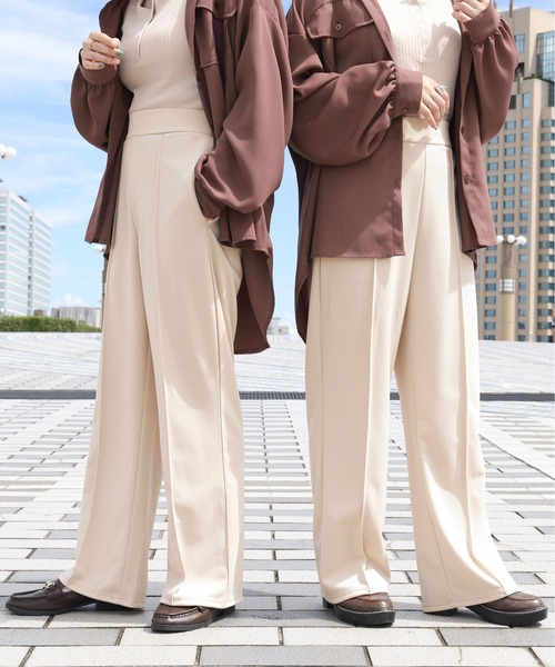 PairPair（ペアペア）の「カラバリ豊富！センタープレスイージーパンツ（その他パンツ・レディース・ブラック/ブラウン/グリーン/アイボリー/ライトパープル/ピンクベージュ・FREE）」の2枚目の写真