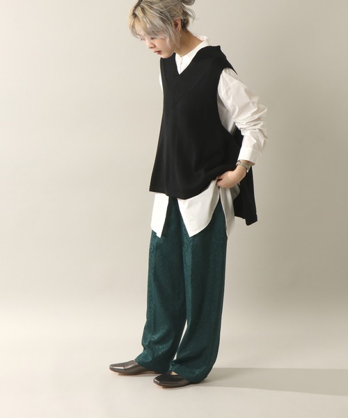 notch.（ノッチ）の「ジャカードサテンパンツ（その他パンツ・レディース・ブラック/グリーン・M）」の7枚目の写真