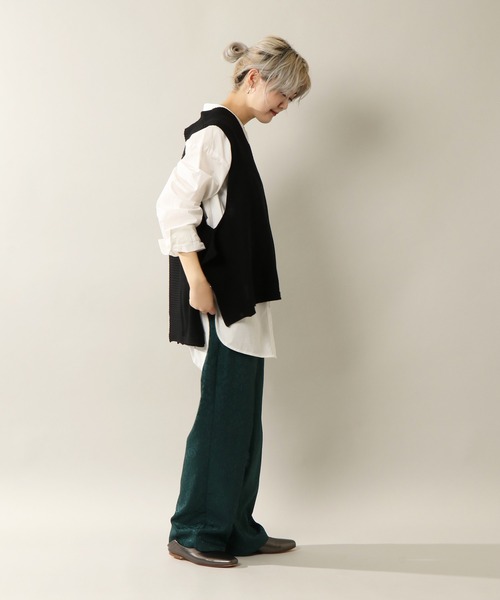 notch.（ノッチ）の「ジャカードサテンパンツ（その他パンツ・レディース・ブラック/グリーン・M）」の4枚目の写真