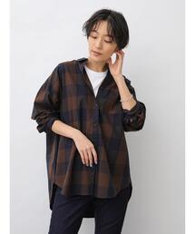 バックタック綿ビエラシャツ *