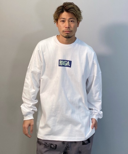 RVCA(ルーカ)の「RVCA/ルーカ ルーズシルエット バックプリントロンT BB041-059(Tシャツ/カットソー・メンズ・ホワイト/ブラック/イエロー・S/M/L)」の7枚目の写真