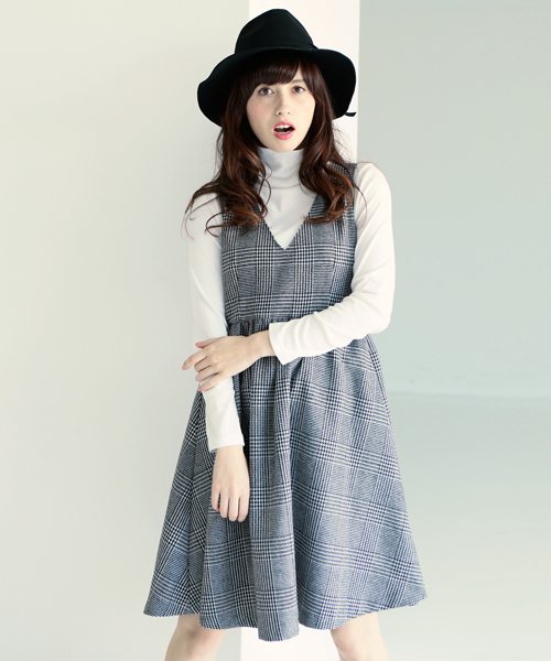 Another Edition(アナザーエディション)の「2WAYグレンチェックワンピース/AE 2WAY グレンCHK OP(ワンピース・レディース・ホワイト・フリ-)」の1枚目の写真