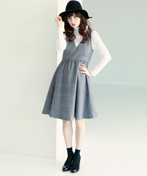 Another Edition(アナザーエディション)の「2WAYグレンチェックワンピース/AE 2WAY グレンCHK OP(ワンピース・レディース・ホワイト・フリ-)」の11枚目の写真