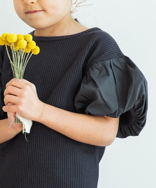 pairmanon(ペアマノン)の「【もっちりワッフル】ワッフル バルーンスリーブ 半袖 Tシャツ(Tシャツ/カットソー・キッズ・モカ/グレイッシュベージュ/アイボリー/ブラック/ラベンダー/ライトベージュ/ミント・100/130/90/110/150/120/140)」の16枚目の写真