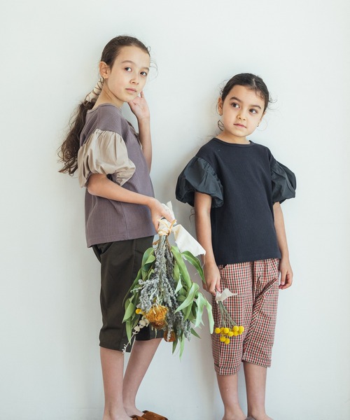 pairmanon(ペアマノン)の「【もっちりワッフル】ワッフル バルーンスリーブ 半袖 Tシャツ(Tシャツ/カットソー・キッズ・モカ/グレイッシュベージュ/アイボリー/ブラック/ラベンダー/ライトベージュ/ミント・100/130/90/110/150/120/140)」の10枚目の写真