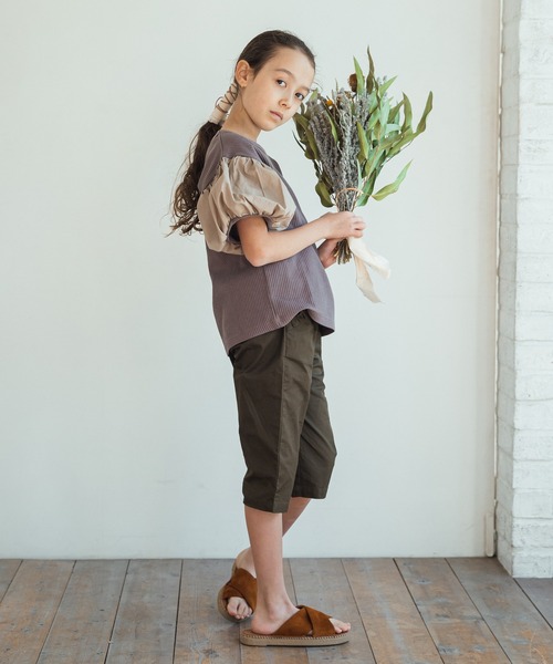 pairmanon(ペアマノン)の「【もっちりワッフル】ワッフル バルーンスリーブ 半袖 Tシャツ(Tシャツ/カットソー・キッズ・モカ/グレイッシュベージュ/アイボリー/ブラック/ラベンダー/ライトベージュ/ミント・100/130/90/110/150/120/140)」の21枚目の写真