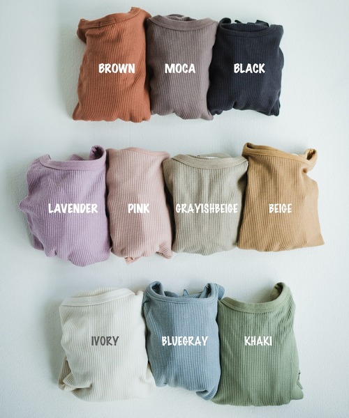 pairmanon(ペアマノン)の「【もっちりワッフル】ワッフル バルーンスリーブ 半袖 Tシャツ(Tシャツ/カットソー・キッズ・モカ/グレイッシュベージュ/アイボリー/ブラック/ラベンダー/ライトベージュ/ミント・100/130/90/110/150/120/140)」の20枚目の写真