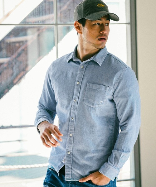 BAYFLOW(ベイフロー)の「シャンブレーシャツ(シャツ/ブラウス・メンズ・ホワイト/サックスブルー/インディゴブルー・MEDIUM/LARGE)」の1枚目の写真