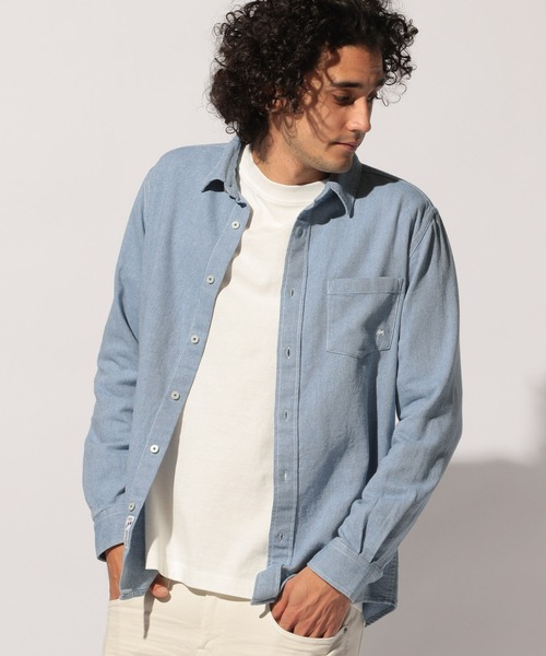 BAYFLOW(ベイフロー)の「シャンブレーシャツ(シャツ/ブラウス・メンズ・ホワイト/サックスブルー/インディゴブルー・MEDIUM/LARGE)」の6枚目の写真