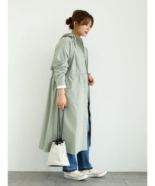 Green　Parks（グリーンパークス）の「ロングトレンパ/マンパ＊（マウンテンパーカー・レディース・ライトカーキ/ネイビー/ベージュ/アイボリー・FREE）」の19枚目の写真