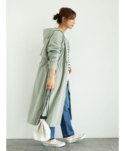 Green　Parks（グリーンパークス）の「ロングトレンパ/マンパ＊（マウンテンパーカー・レディース・ライトカーキ/ネイビー/ベージュ/アイボリー・FREE）」の21枚目の写真