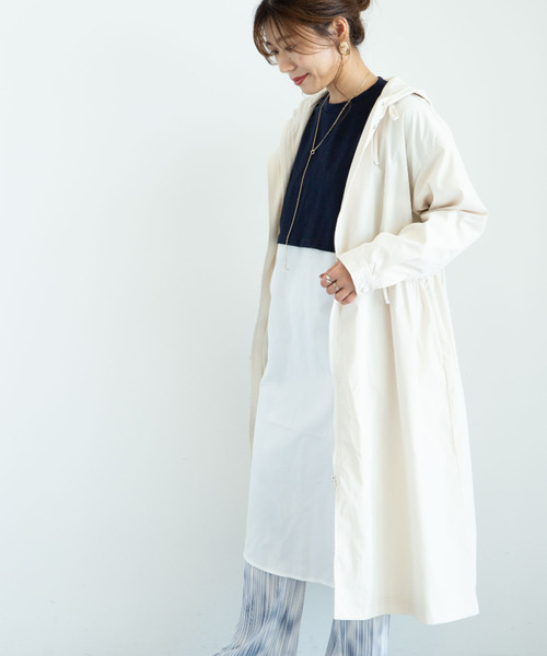 Green　Parks（グリーンパークス）の「ロングトレンパ/マンパ＊（マウンテンパーカー・レディース・ライトカーキ/ネイビー/ベージュ/アイボリー・FREE）」の2枚目の写真