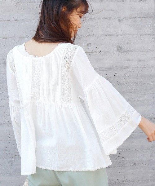 Crisp（クリスプ）の「エアリーレースブラウス（シャツ/ブラウス・レディース・ホワイト/ピンクベージュ・FREE）」の6枚目の写真