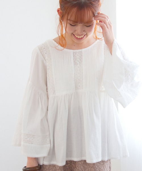 Crisp（クリスプ）の「エアリーレースブラウス（シャツ/ブラウス・レディース・ホワイト/ピンクベージュ・FREE）」の12枚目の写真