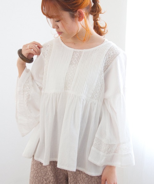 Crisp（クリスプ）の「エアリーレースブラウス（シャツ/ブラウス・レディース・ホワイト/ピンクベージュ・FREE）」の13枚目の写真