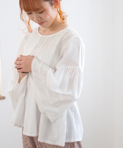 Crisp（クリスプ）の「エアリーレースブラウス（シャツ/ブラウス・レディース・ホワイト/ピンクベージュ・FREE）」の14枚目の写真