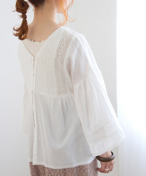 Crisp（クリスプ）の「エアリーレースブラウス（シャツ/ブラウス・レディース・ホワイト/ピンクベージュ・FREE）」の15枚目の写真