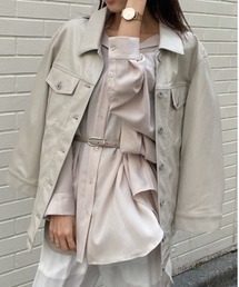 フラップポケットフェイクレザージャケット