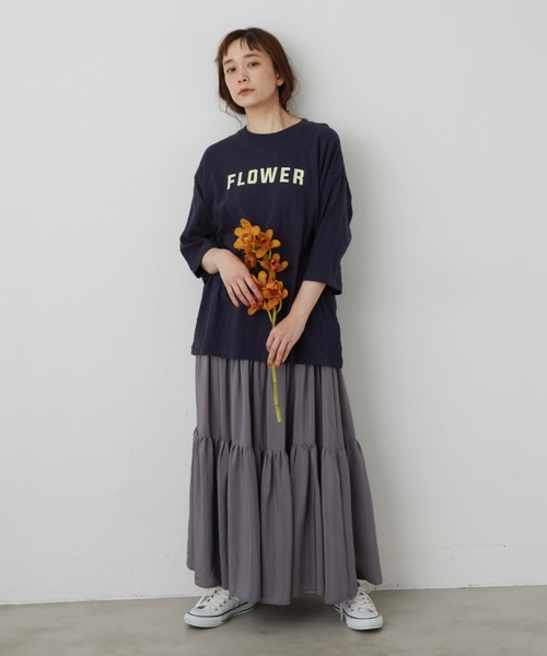Libra Cue(リブラ キュー)の「FLOWER ロゴTシャツ(Tシャツ/カットソー・レディース・ホワイト/ブラック/ネイビー・FREE)」の20枚目の写真