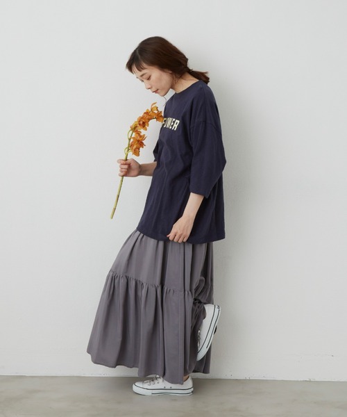 Libra Cue(リブラ キュー)の「FLOWER ロゴTシャツ(Tシャツ/カットソー・レディース・ホワイト/ブラック/ネイビー・FREE)」の17枚目の写真