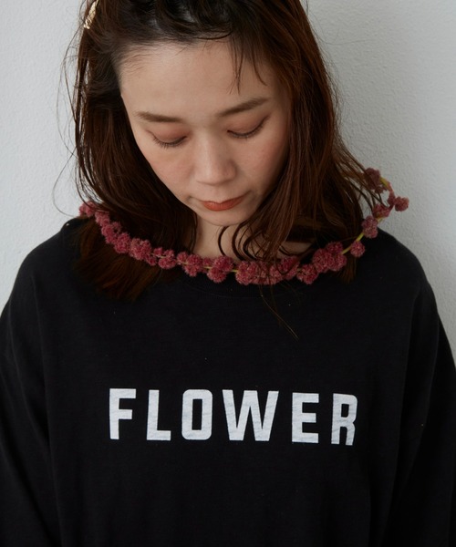 Libra Cue(リブラ キュー)の「FLOWER ロゴTシャツ(Tシャツ/カットソー・レディース・ホワイト/ブラック/ネイビー・FREE)」の16枚目の写真