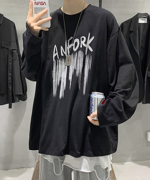 NOWLE（ノウル）の「【NOWLE】ルーズシルエット ロゴ ロンT（Tシャツ/カットソー・メンズ・ホワイト系1/ホワイト系2/ブラック系1/ブラック系2/ホワイト系3/ブラック系3・LARGE/X-LARGE/XX-LARGE/MEDIUM）」の5枚目の写真