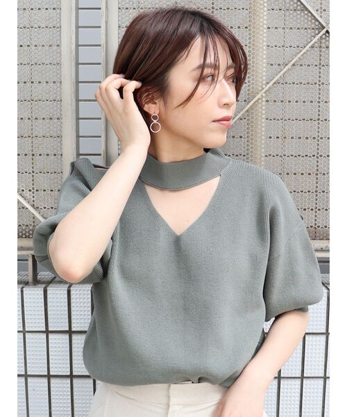 MURUA（ムルーア）の「ドライタッチチョーカーハーフニット（ニット/セーター・レディース・ブラック/ブラウン/カーキ/アイボリー・FREE）」の20枚目の写真