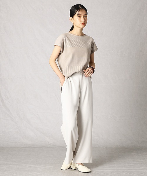 Comme　Ca　Mature（コムサマチュア）の「フレンチスリーブ　カットソー（Tシャツ/カットソー・レディース・ホワイト/ベージュ/ダークブラウン・FREE）」の4枚目の写真