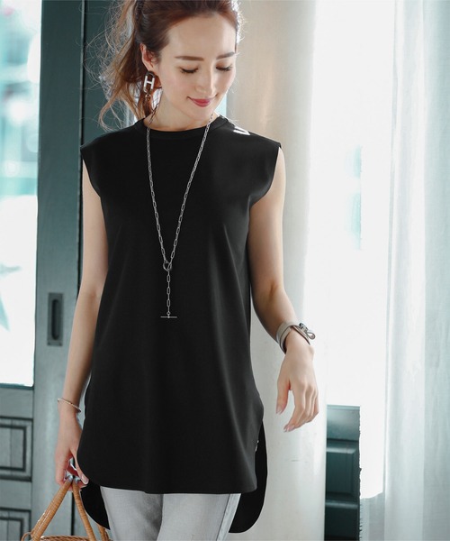 UR'S(ユアーズ)の「シルケットチュニックタンク(キャミソール・レディース・オフホワイト/ライトグレー/チャコール/ブラック・S/M/PS(XS-S))」の2枚目の写真