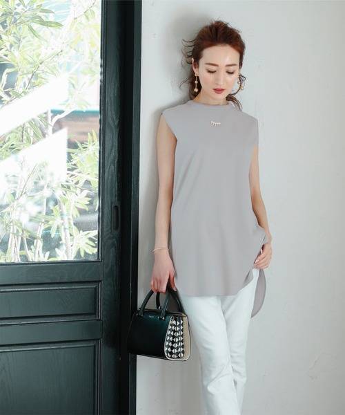 UR'S(ユアーズ)の「シルケットチュニックタンク(キャミソール・レディース・オフホワイト/ライトグレー/チャコール/ブラック・S/M/PS(XS-S))」の10枚目の写真