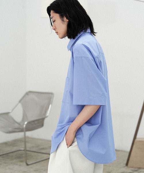 トップス NEW BASIC MICRO SPAN BOX H/S SHIRT MICRO SPAN BASIC WIDE H/S SHIRT（シャツ/ブラウス）｜WYM