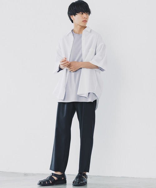WYM LIDNM（ウィム バイ リドム）の「MICRO SPAN BASIC WIDE H/S SHIRT（シャツ/ブラウス・メンズ・ホワイト/ベージュ/ブルー/ストライプ/チャコールグレー/ダークグリーン/ベージュ系/グレイッシュブルー/グレー・S/M/L）」の19枚目の写真