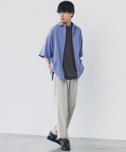 WYM LIDNM（ウィム バイ リドム）の「MICRO SPAN BASIC WIDE H/S SHIRT（シャツ/ブラウス・メンズ・ホワイト/ベージュ/ブルー/ストライプ/チャコールグレー/ダークグリーン/ベージュ系/グレイッシュブルー/グレー・S/M/L）」の16枚目の写真